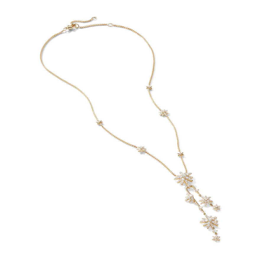 Starburst Cluster Necklace in 18K Yellow Gold with Full Pave Diamonds