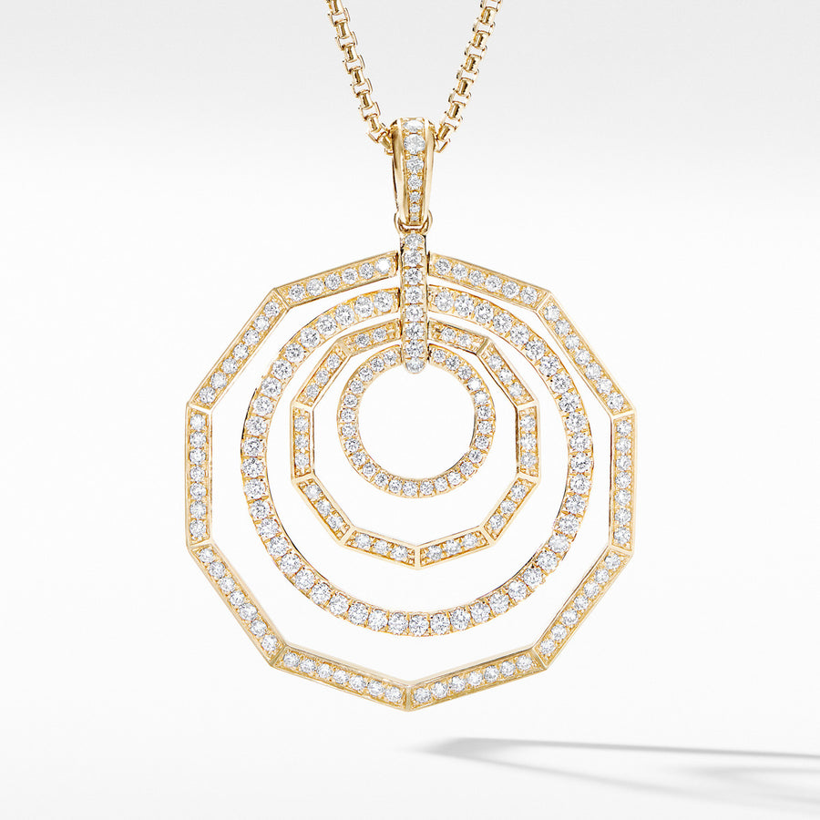 Stax Full Pave Pendant Necklace in 18K Yellow Gold