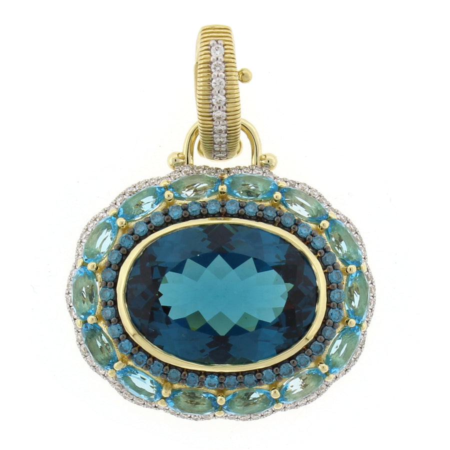 Blue Topaz Diamond Pendant