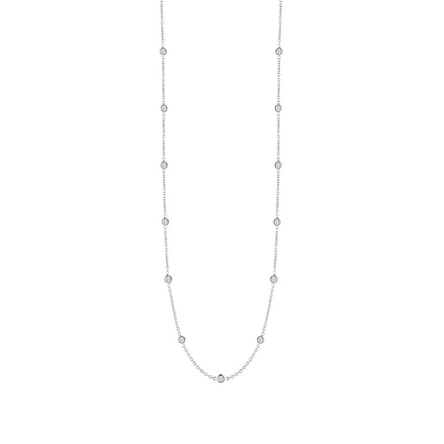 18K White Gold Diamonds by the Inch Station Necklace