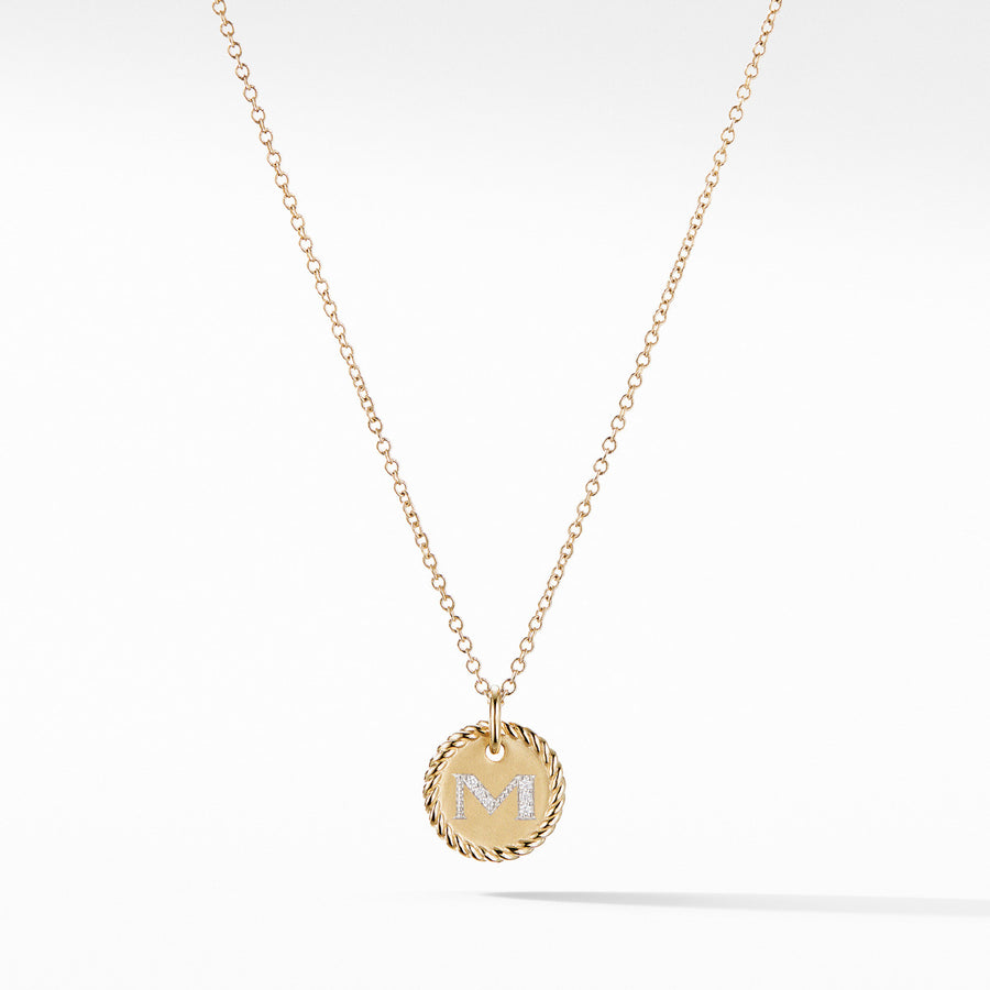 Initial Charm Necklace with Diamonds in Gold on Chain