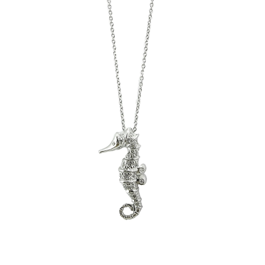 18Kt White Gold Diamond Seahorse Pendant