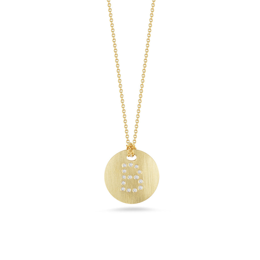 Disc Pendant with Diamond Initial B