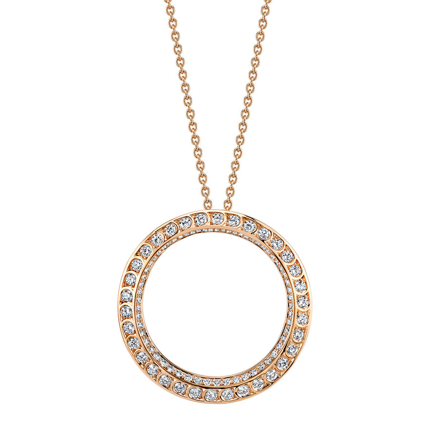 Scallop Pave Diamond Large Medallion Circle Pendant