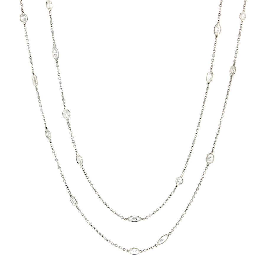 Platinum Mixed Diamond By The Yard 36-Inch Necklace