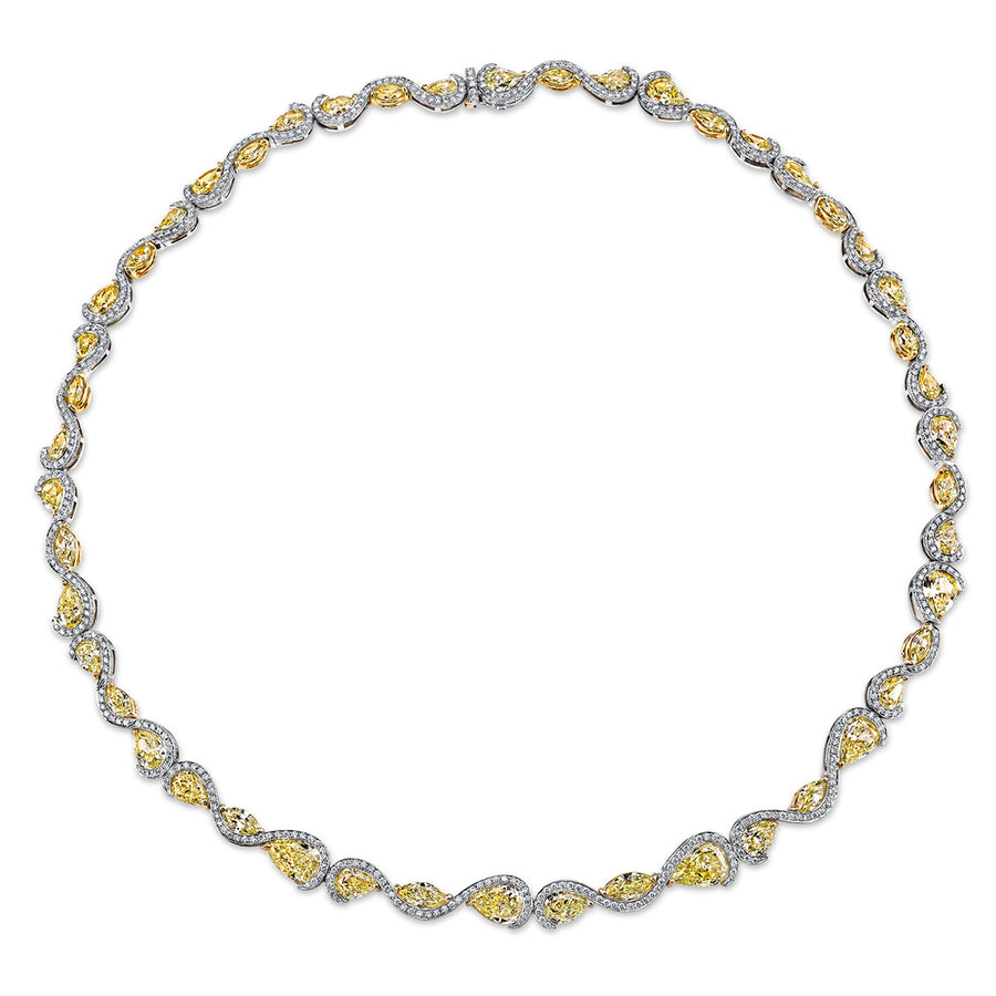 Pear Shaped and Marquise Yellow Diamond Necklace