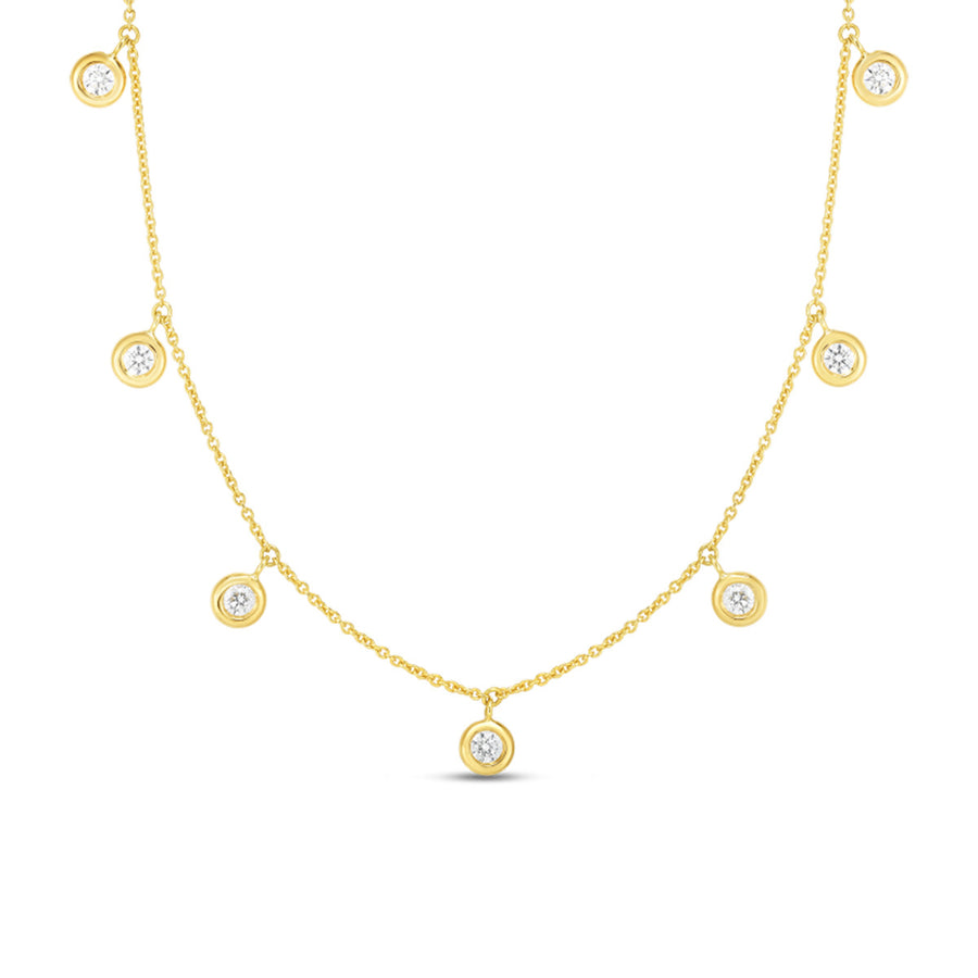 18K Seven Diamond Drop Station Necklace
