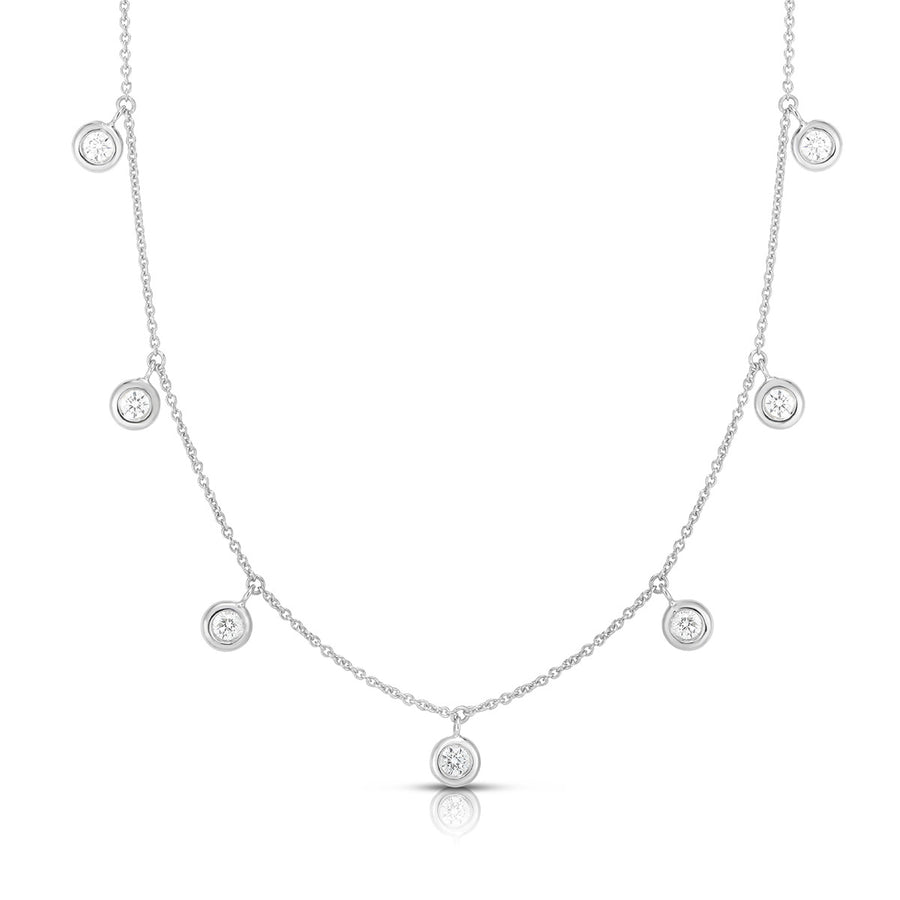 18K Seven Diamond Drop Station Necklace