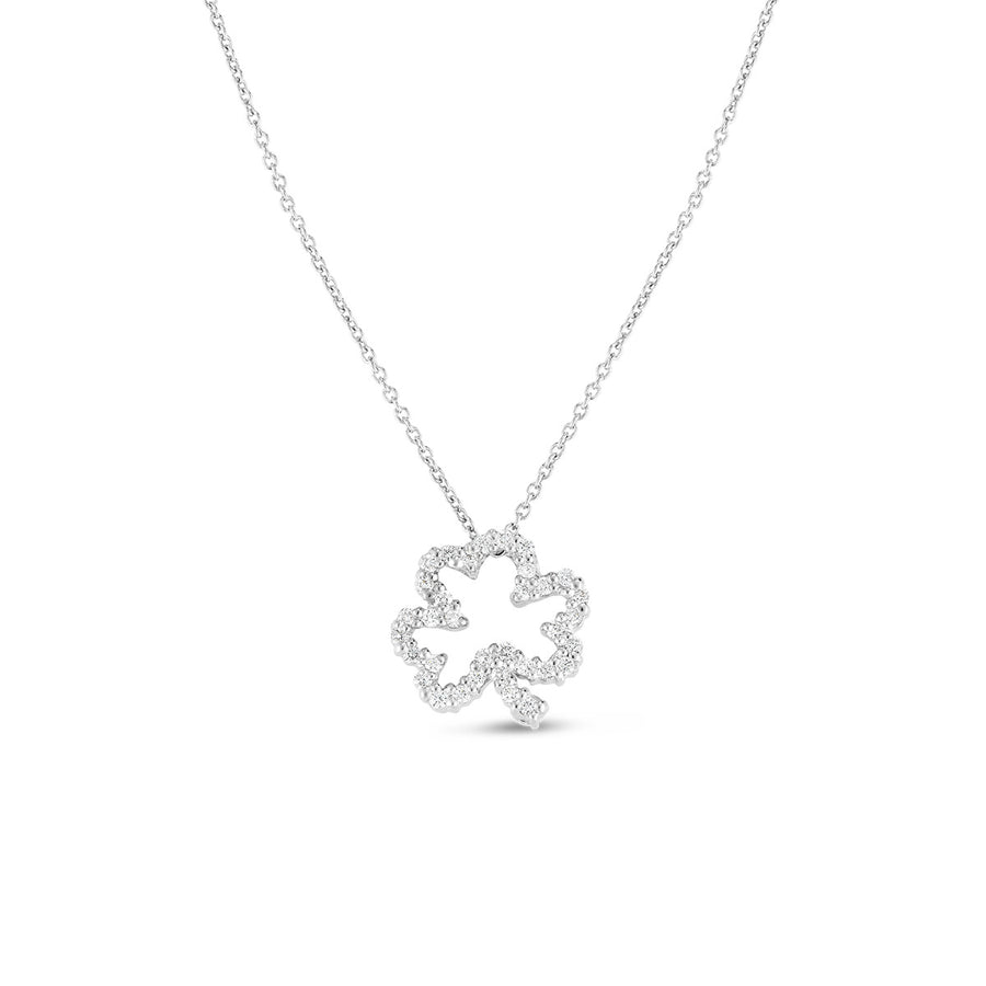 18K Gold and Diamond Open Clover Necklace