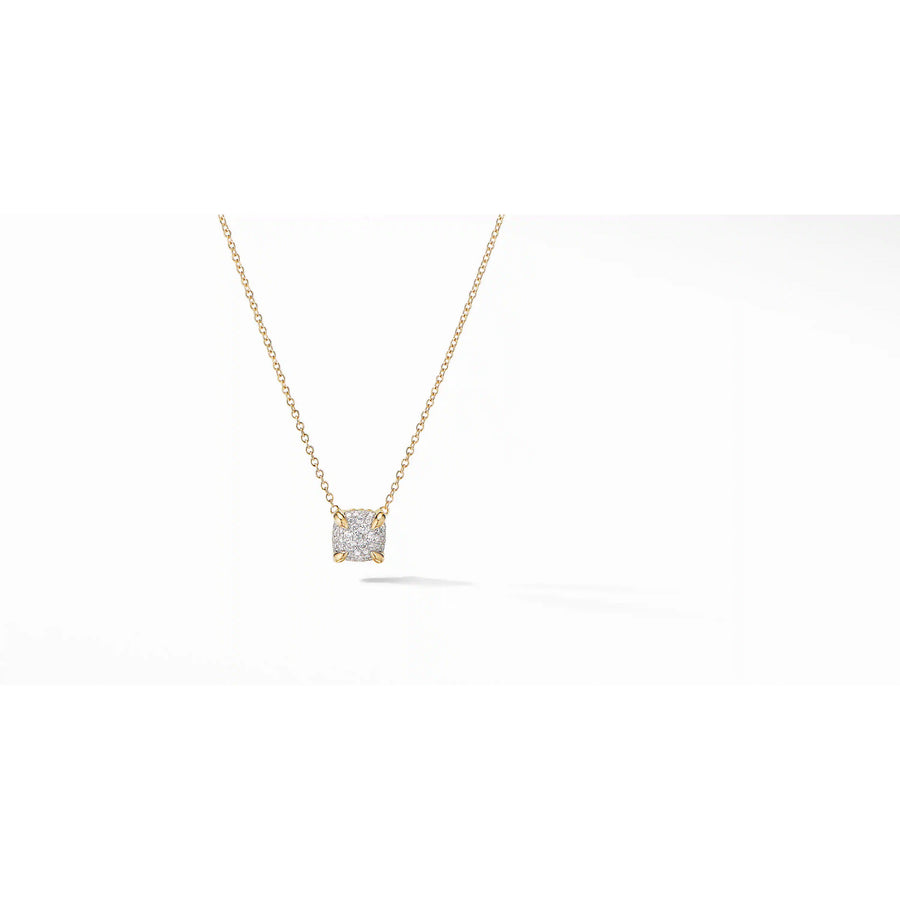 Chatelaine Pendant Necklace in 18K Yellow Gold with Full Pave Diamonds