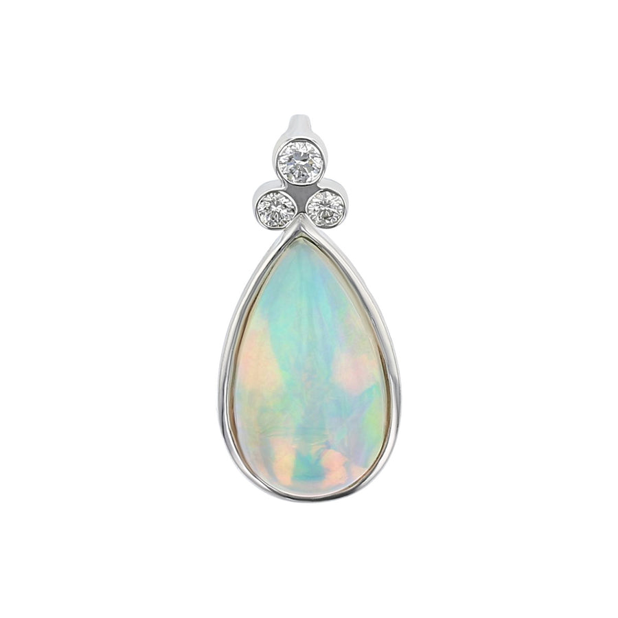 Pear Shape Ethiopian Opal Pendant with Diamond Bail