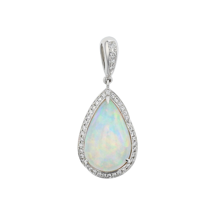 Ethiopian Cabochon Opal and Diamond Pendant