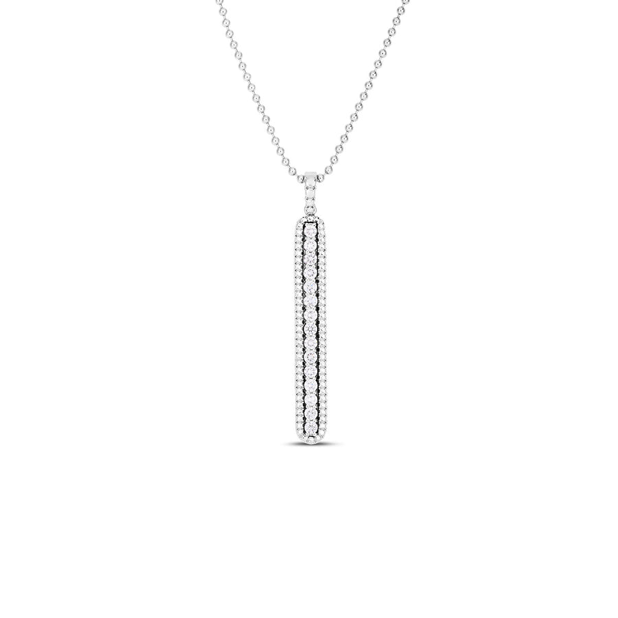 18K White Siena Diamond Tablet Necklace