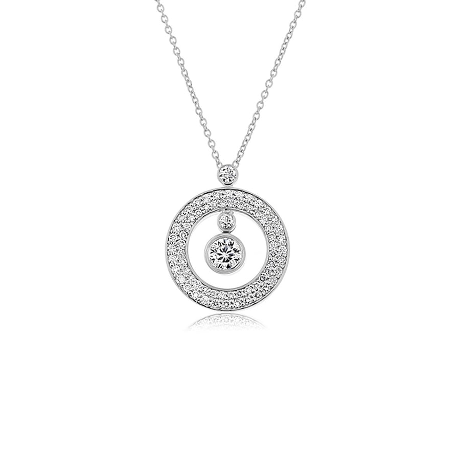 18K White Gold Pave Mini O Diamond Pendant