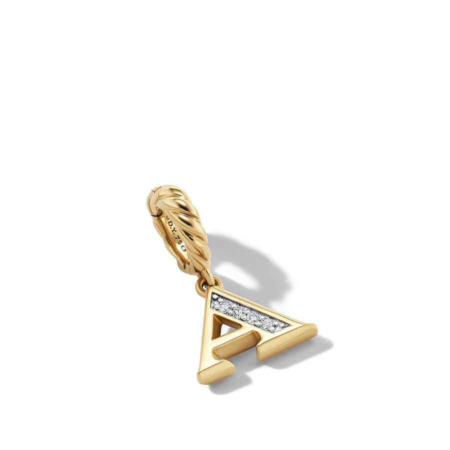 Pave A Initial Pendant in 18K Yellow Gold with Diamonds