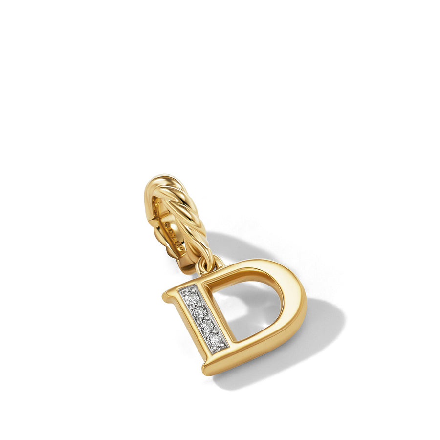 Pave D Initial Pendant in 18K Yellow Gold with Diamonds