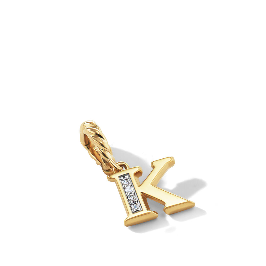Pave K Initial Pendant in 18K Yellow Gold with Diamonds