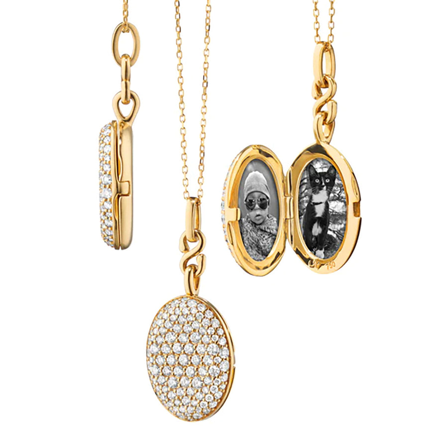 Slim Kitt 18K Gold Locket Necklace with Diamonds