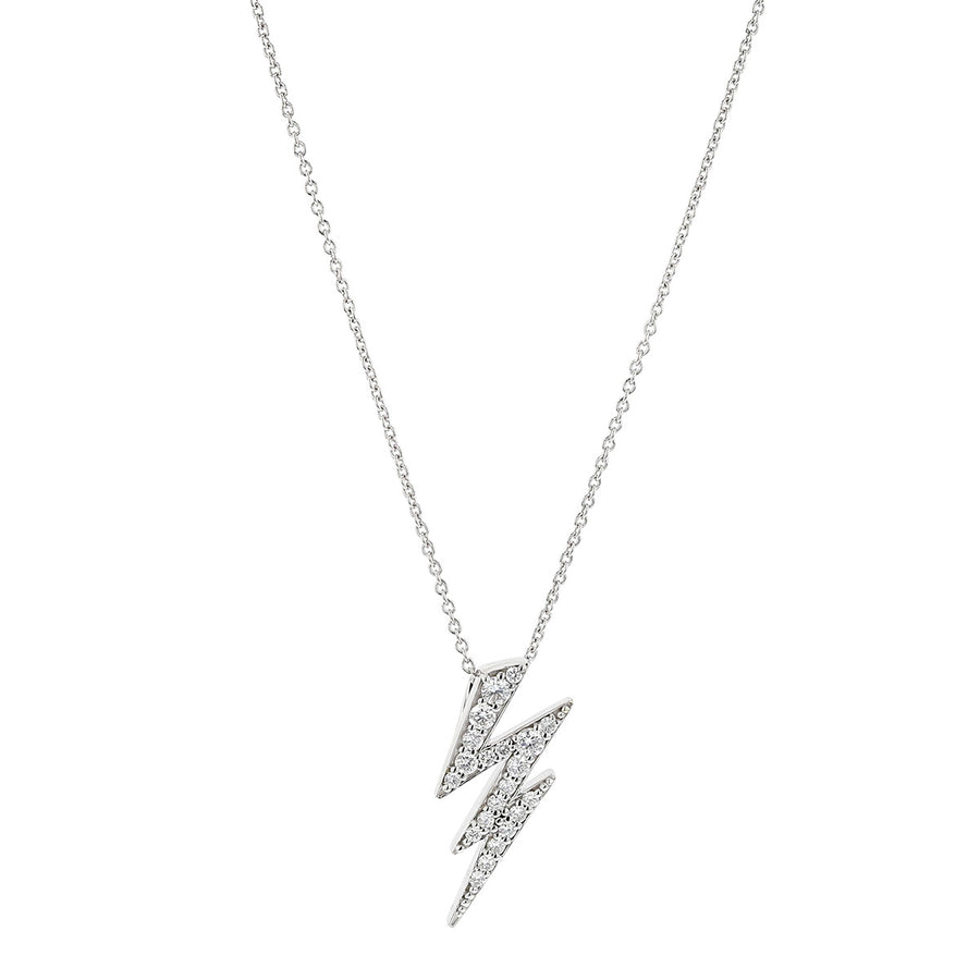18K White Gold Diamond Lightning Bolt Necklace