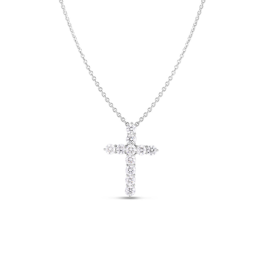 18K White Gold Tiny Treasures X-Large Diamond Cross Necklace