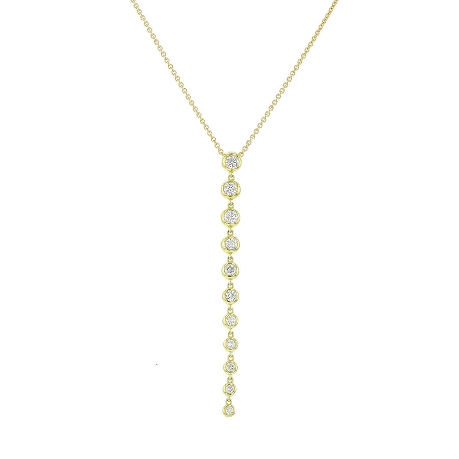 Diamond Bezel Drop Pendant Necklace