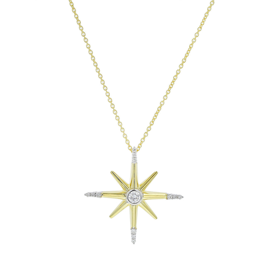 18K Gold Diamond Northern Star Pendant Necklace