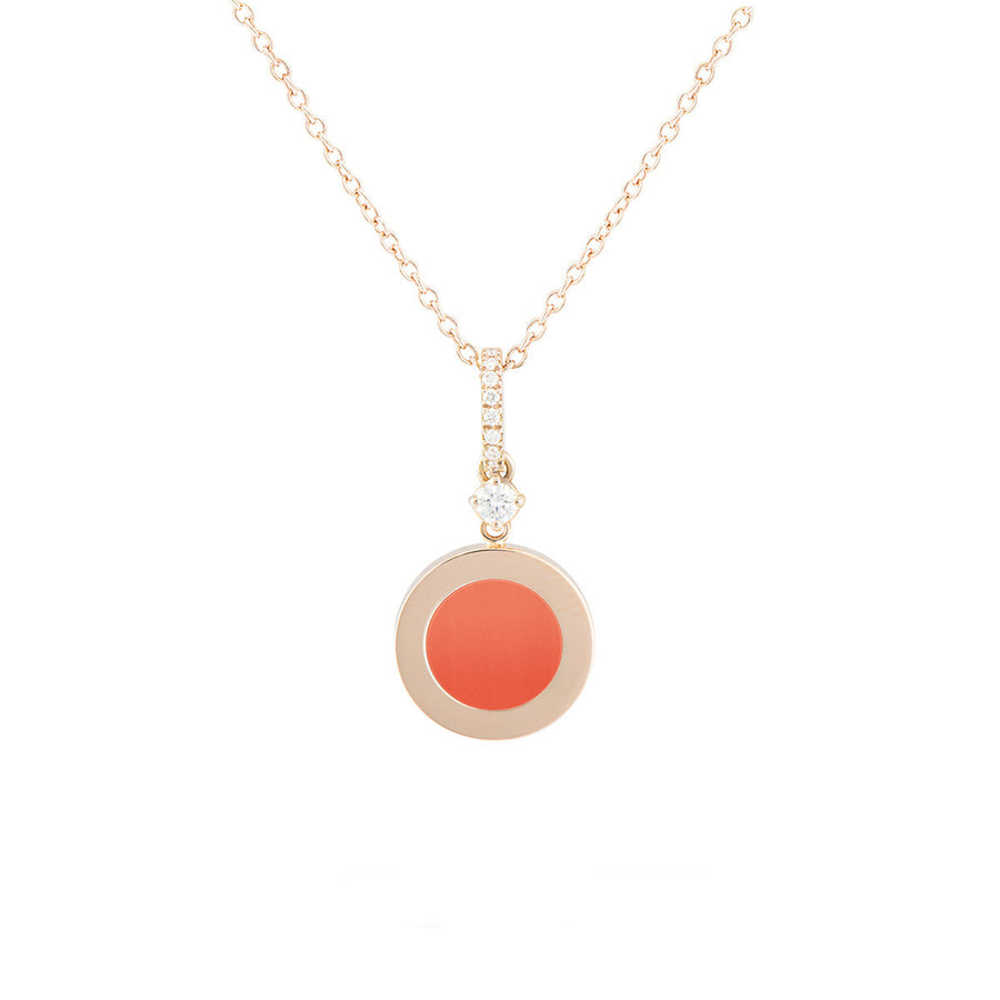 Necklace with Coral and Diamonds