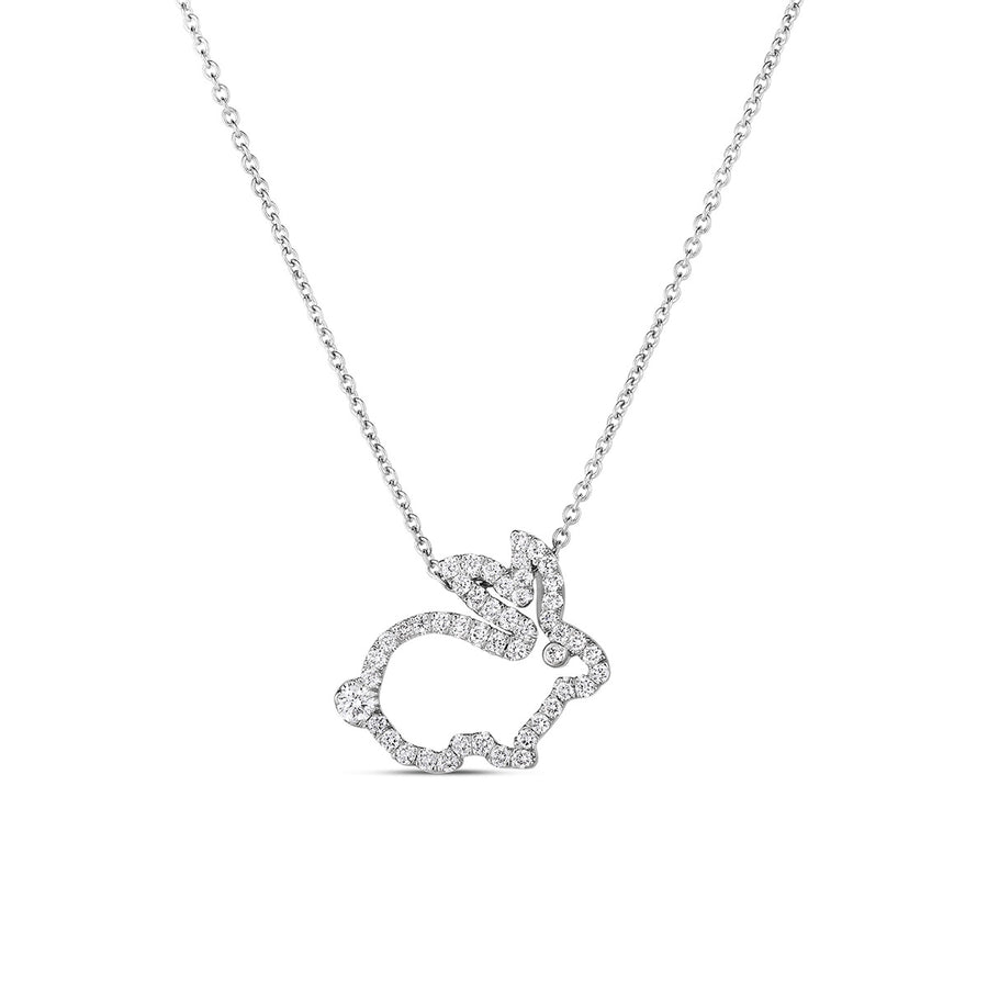 18K White Gold Tiny Treasures Diamond Rabbit Outline Necklace