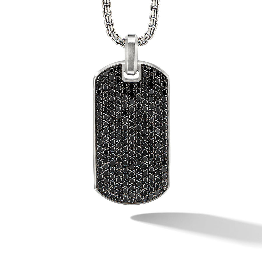 Streamline Pave Tag in Sterling Silver with Black Diamonds