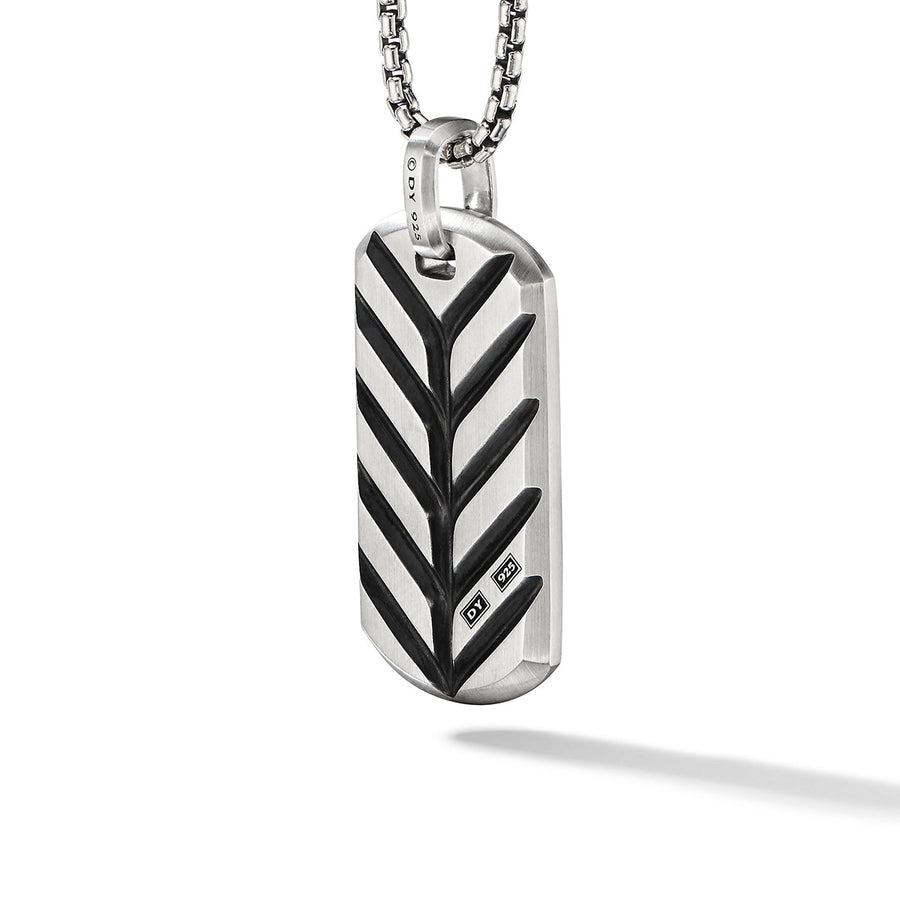 Streamline Pave Tag in Sterling Silver with Black Diamonds