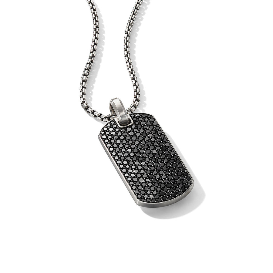 Streamline Pave Tag in Sterling Silver with Black Diamonds