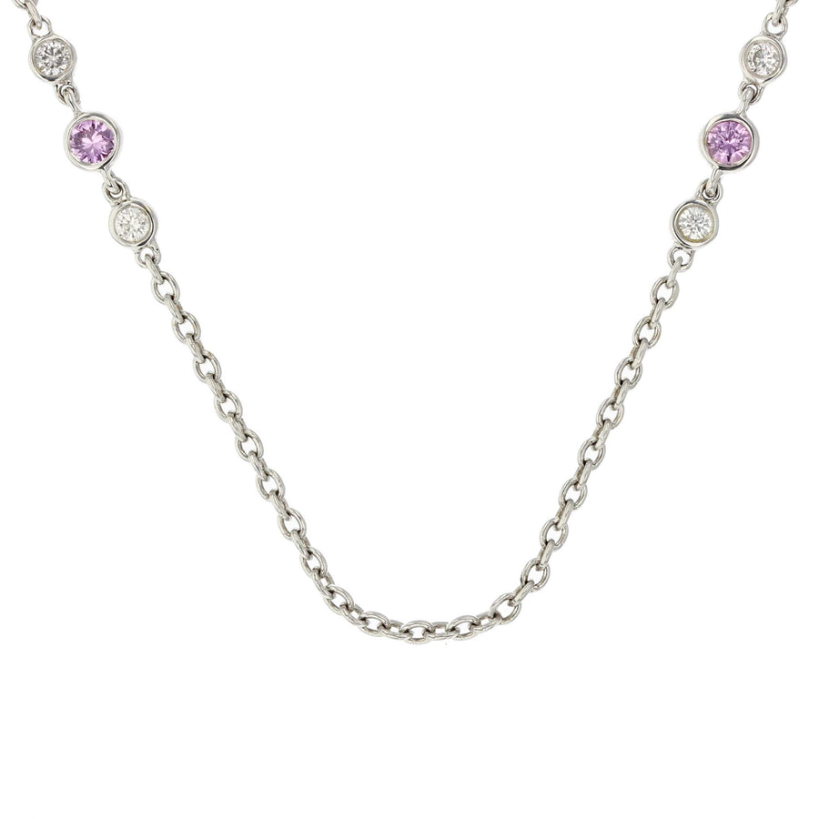 Morganite, Pink Sapphire and Diamond Necklace