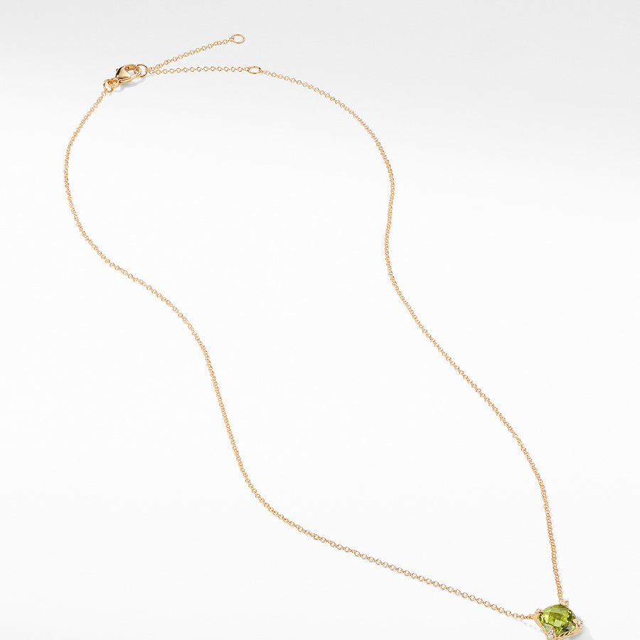 Chatelaine Pendant Necklace with Peridot and Diamonds in 18K Gold