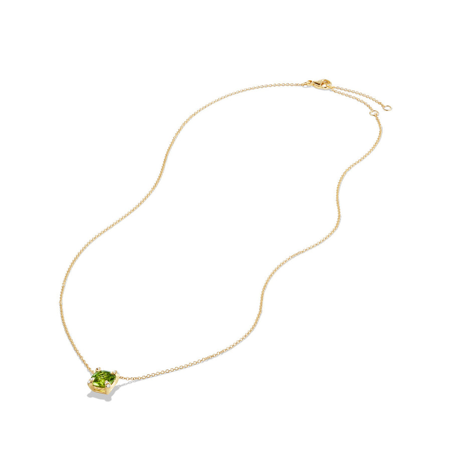 Chatelaine Pendant Necklace with Peridot and Diamonds in 18K Gold