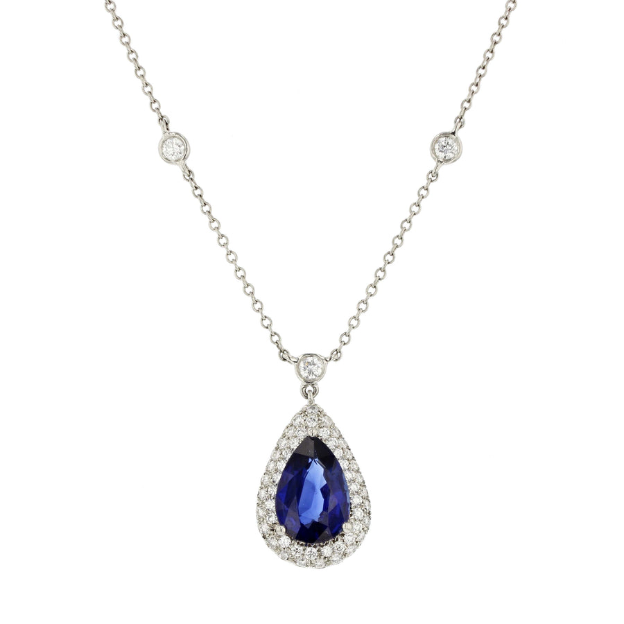 Platinum Sapphire Diamond Pendant