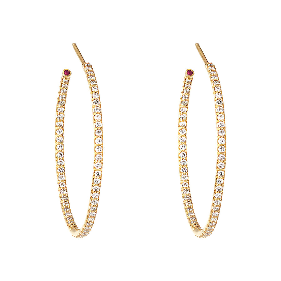18K Yellow Gold Large Inside Outside Perfect Diamond Hoops