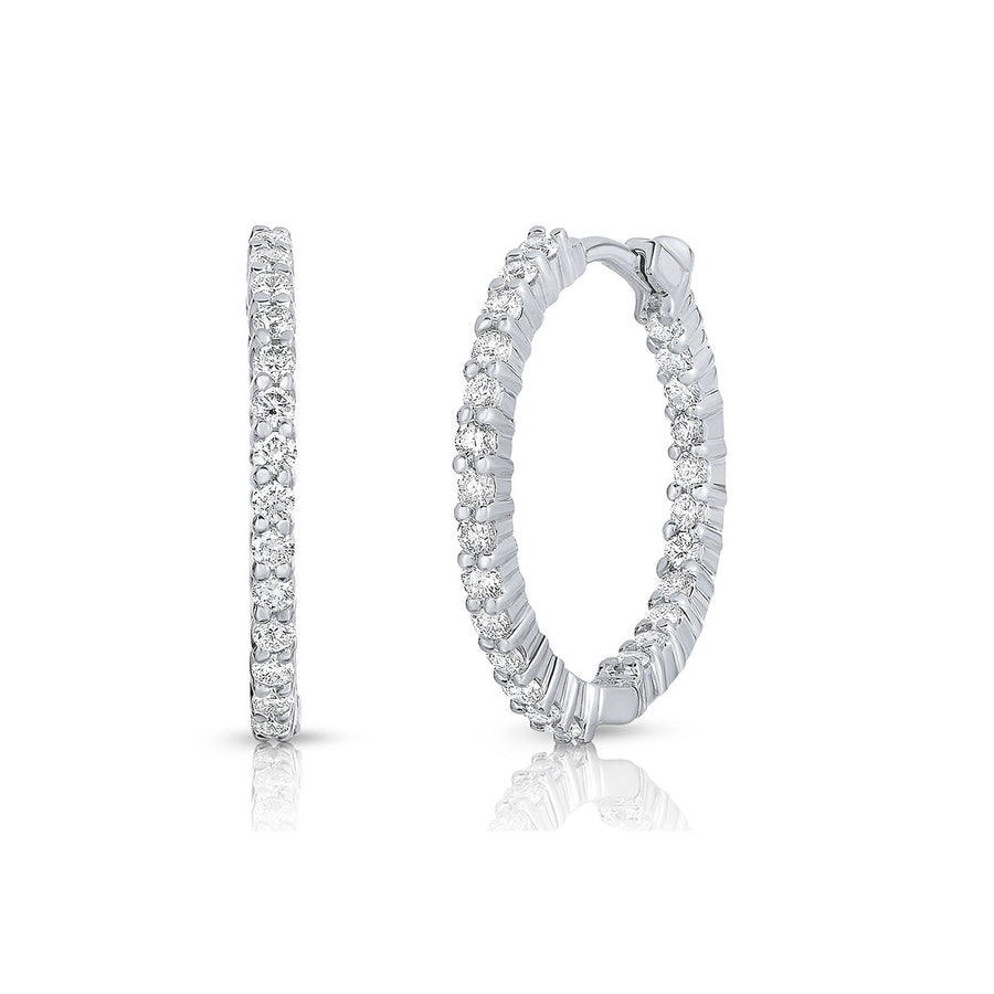 XSmall Inside Outside Diamond Hoop Earrings