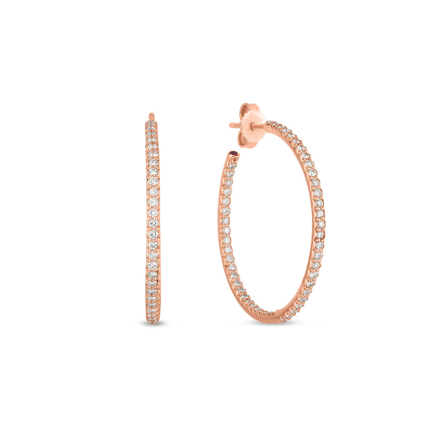 18K Rose Gold Large Hoop Diamond Earrings
