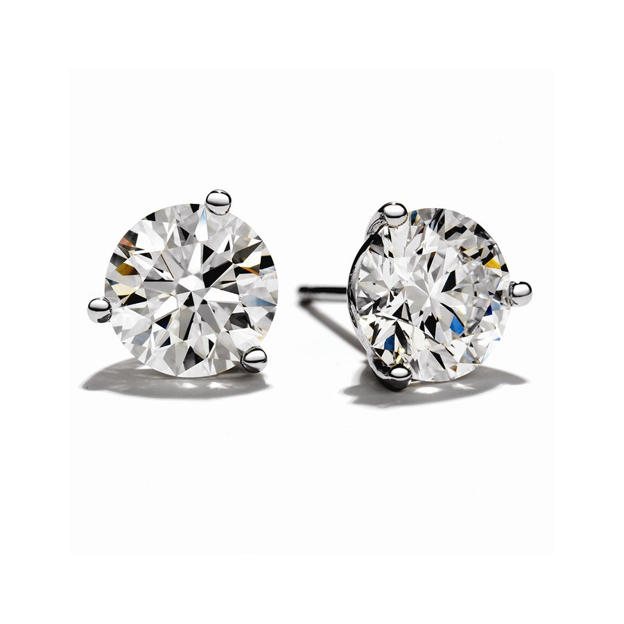 3 Prong Diamond Stud Earrings