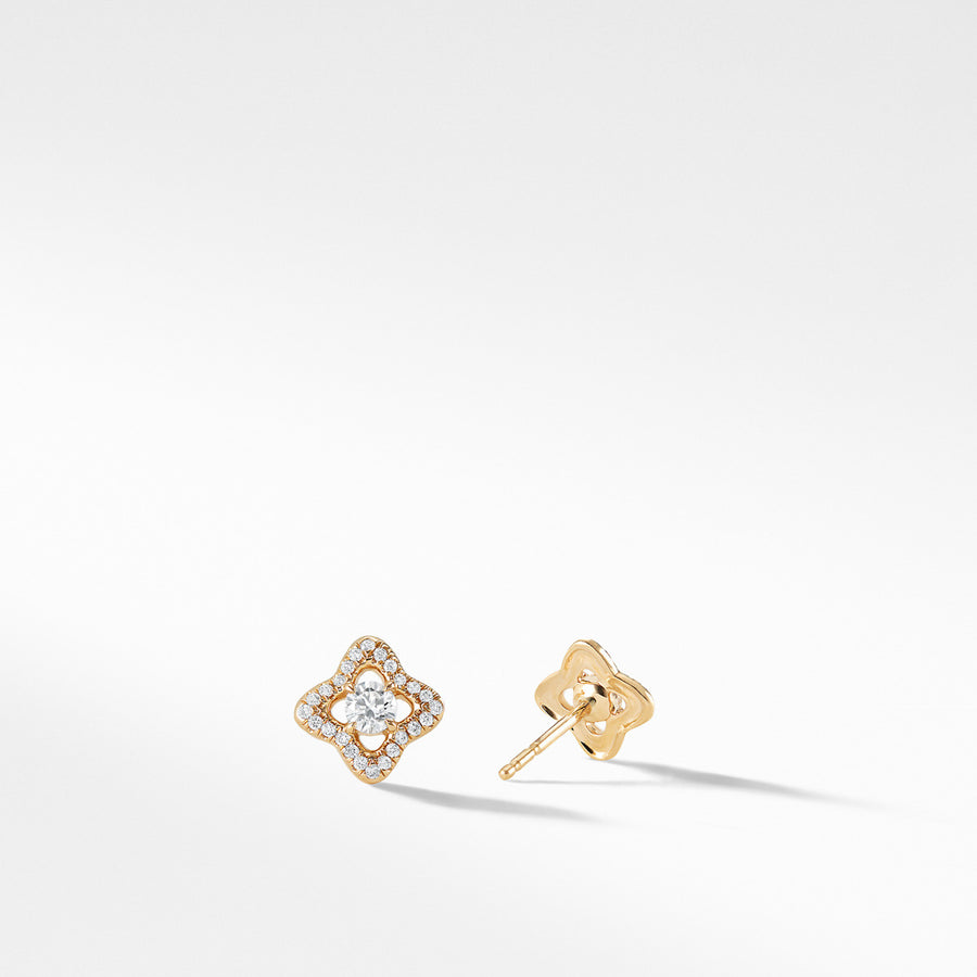 Venetian Quatrefoil Earrings with Diamonds in Gold