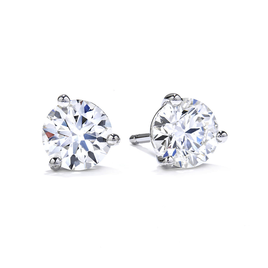 Platinum Three-Prong Stud Earrings