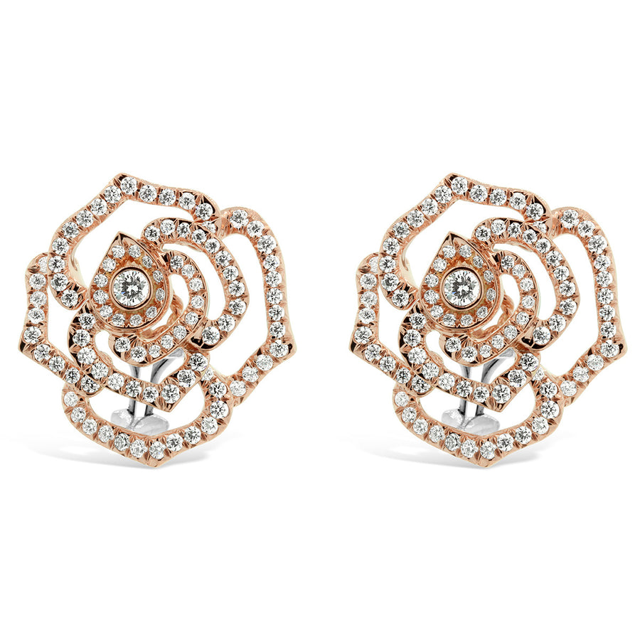 Diamond Rose Collection Earrings with Clip Backs