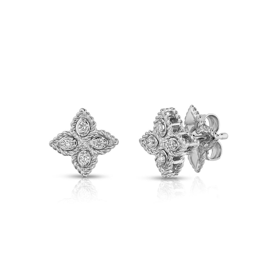 Small Princess Flower Diamond Stud Earrings