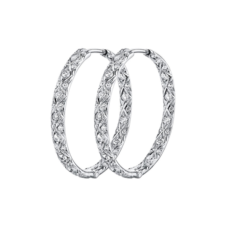 Criss Cross Artisan Pave Diamond Hoop Earrings