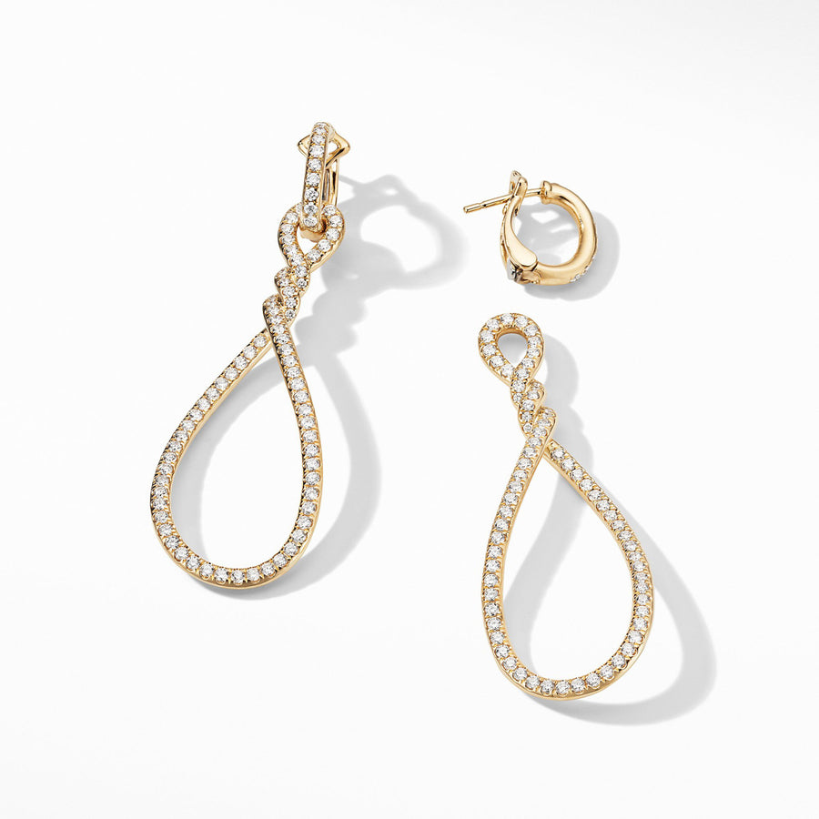 Continuance Full Pave Large Drop Earrings in 18K Yellow Gold