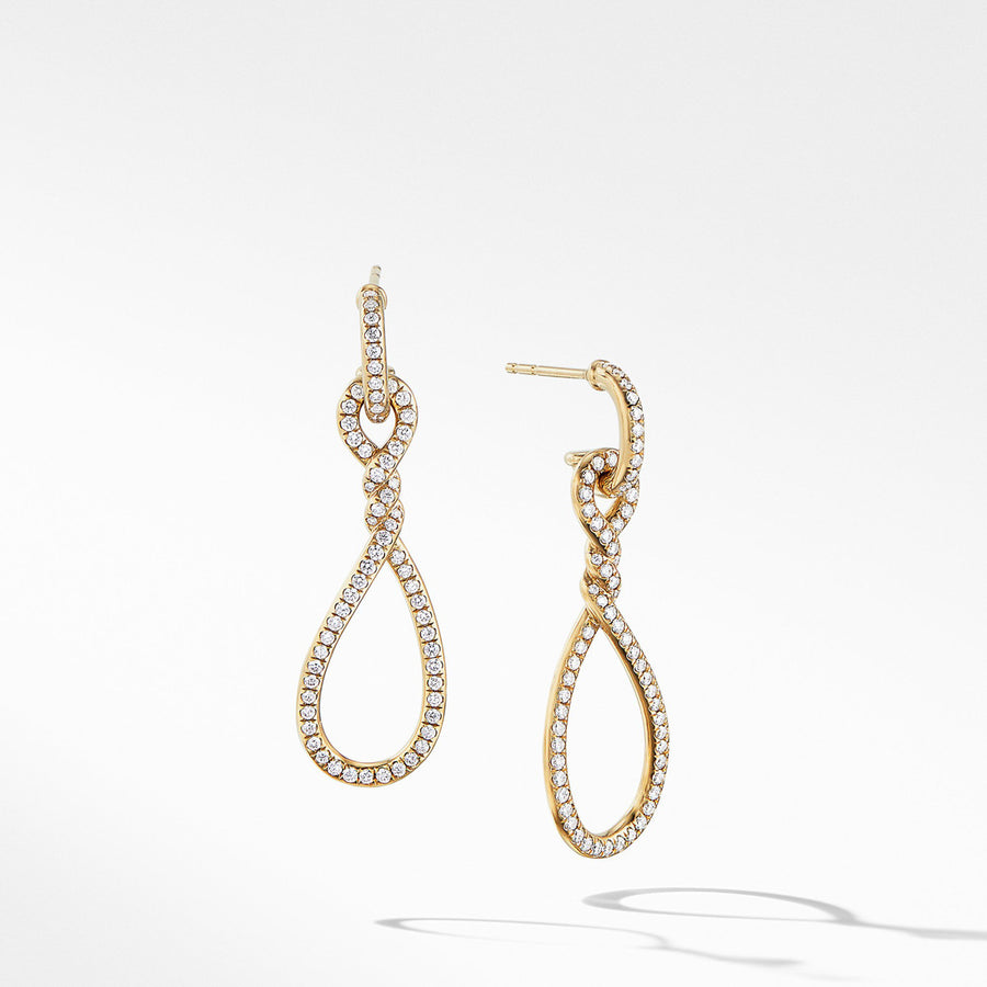 Continuance Full Pave Small Drop Earrings in 18K Yellow Gold
