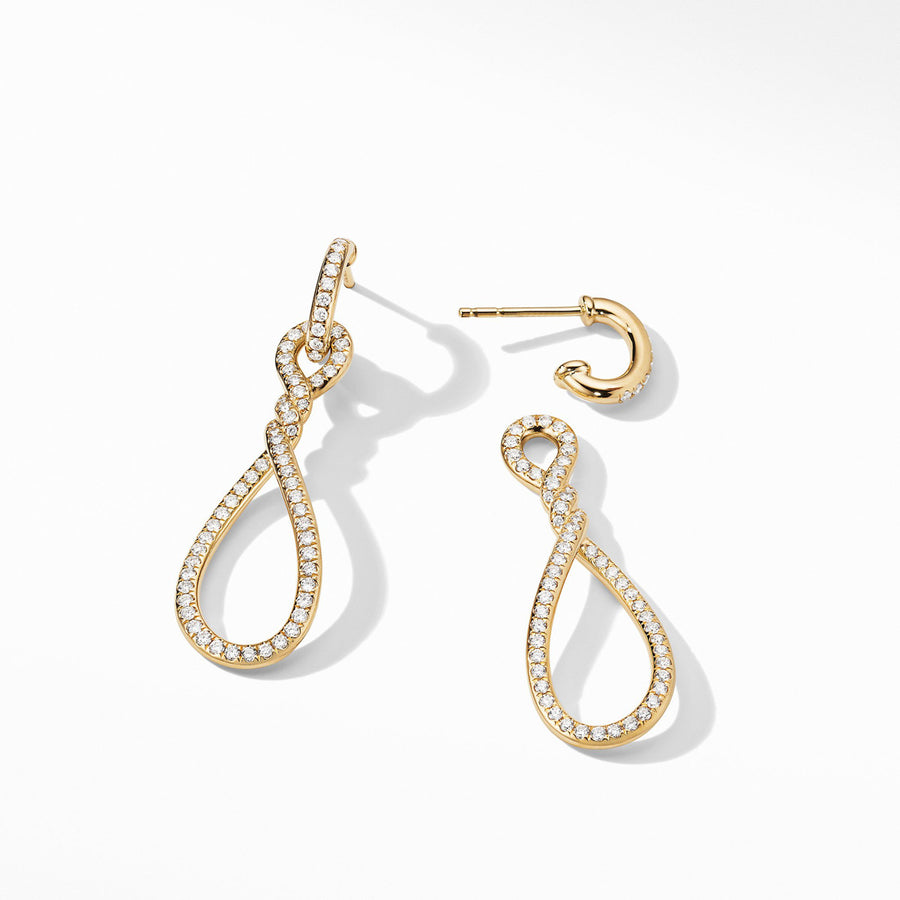 Continuance Full Pave Small Drop Earrings in 18K Yellow Gold