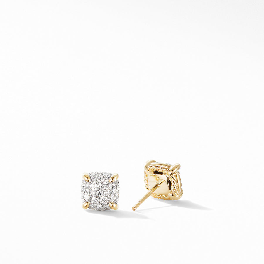 Chatelaine Stud Earrings in 18K Yellow Gold with Full Pave Diamonds