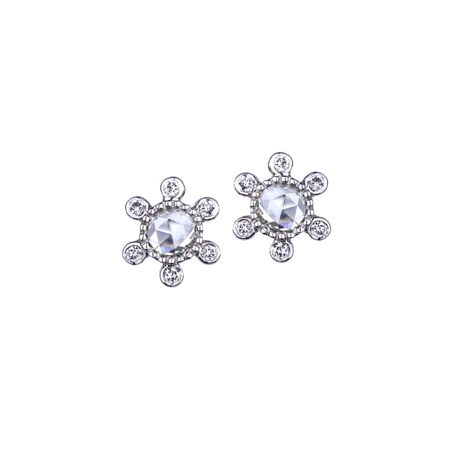 Starburst Rose Cut Diamond Stud Earrings