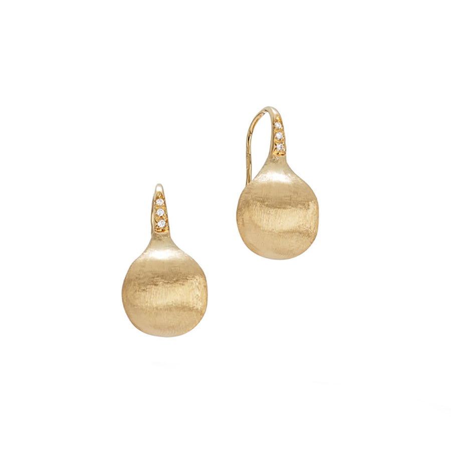 18K Yellow Gold and Diamond Medium French Wire Earrings